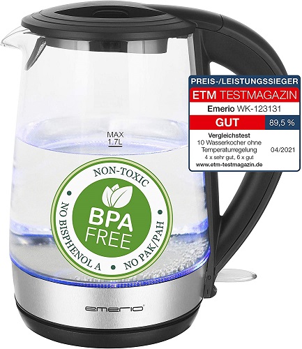 Emerio WK-123131, Glas Wasserkocher 1.7L, BPA frei
