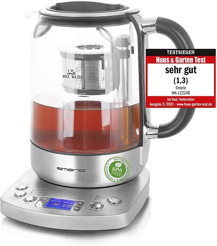 Emerio WK-123132 Glas-Wasserkocher Tee-Kocher LED Beleuchtung BPA frei 2200Watt 